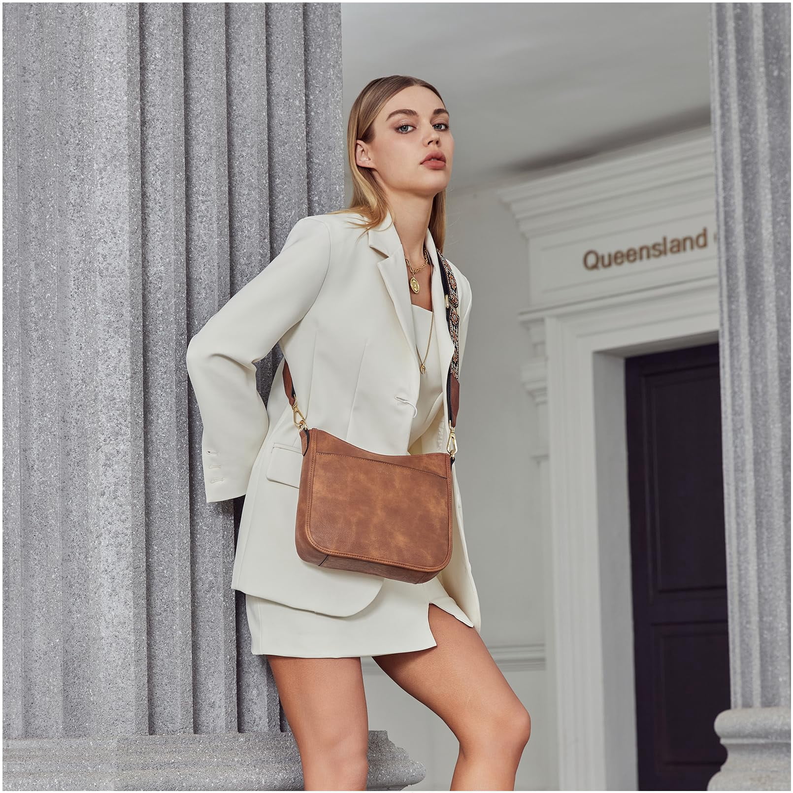 Crossbody Bags for Women Trendy Vegan Leather Hobo Purses Shoulder Handbags Wide Shoulder Strap