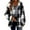 Black, variant on hoksml Fashion Women's Hooded Coats Flannels Plaid Button Down Long Sleeve Jackets Mid-length Outerwear Plus Size Tops