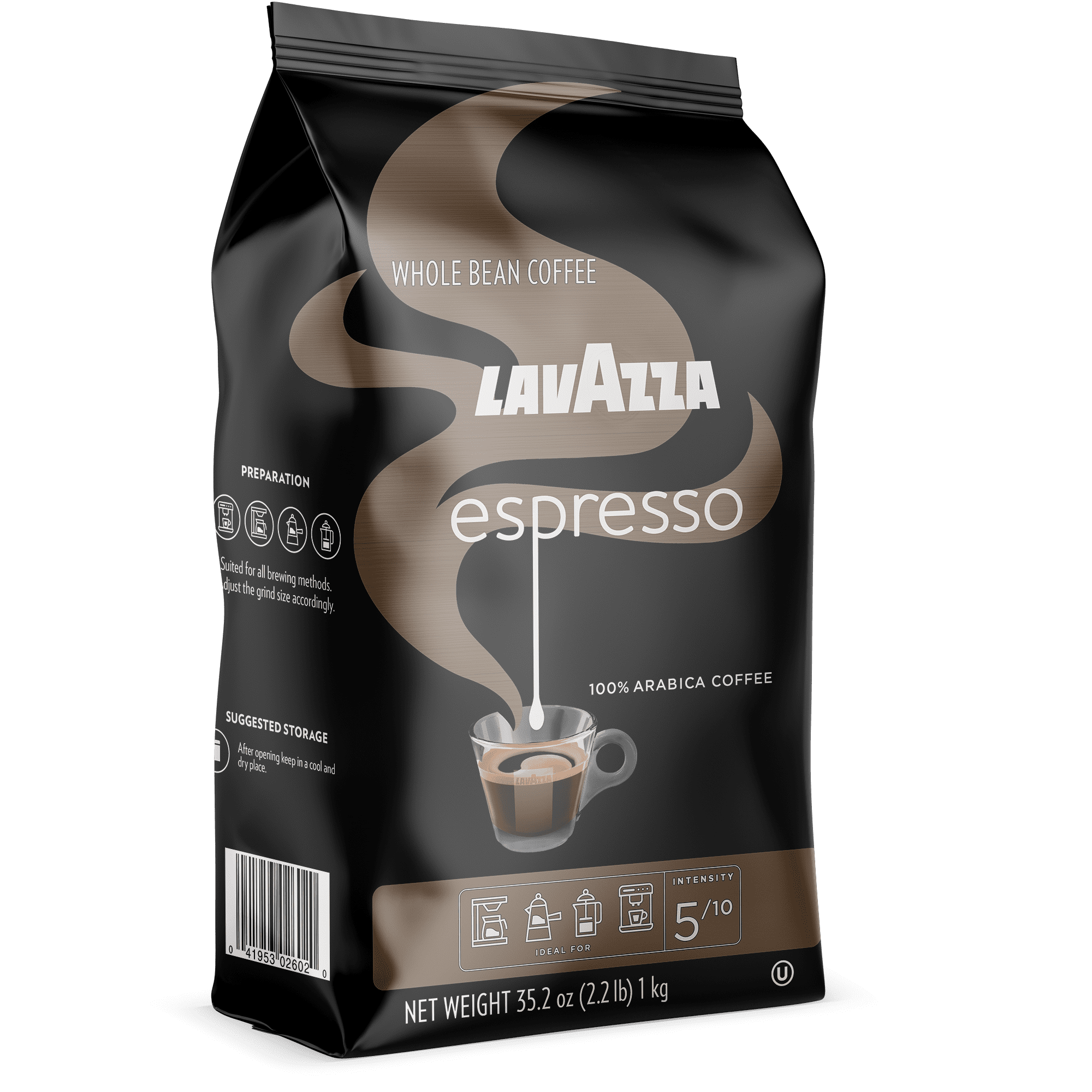 Lavazza Caffe Espresso Italiano - Mezcla de café en grano entero, tostado  medio, bolsa de 2.2 libras (paquete de 2)
