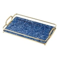 thumbnail image 2 of Bandeja de servicio Estante Impermeable Fácil de limpiar con Soporte de color dorado brillante Decorativo para el salón Maquillaje Toallas para Azul BLESIY Bandeja de servir, 2 of 7
