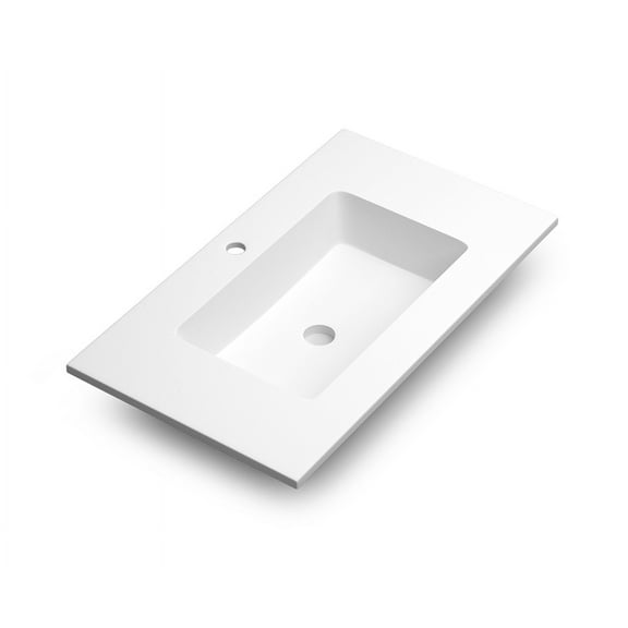DAX Mara Solid Surface Basin with the Single Bowl, 32", Matte White