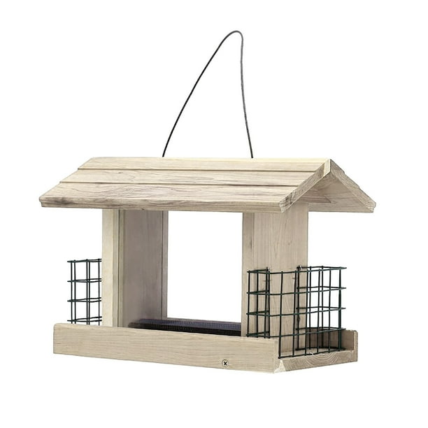 OAVQHLG3B Wooden Bird Feeders for Outdoors Hanging with 2 Suet Cages