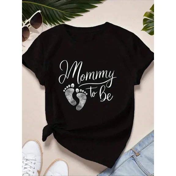 Maternity Expecting Mother Mommy To Be Announcement Graphic T-Shirt Comfortable Short Sleeve Pregnancy Top New Mom Reveal Apparel Gift