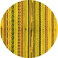 thumbnail image 1 of Ahgly Company Machine Washable Indoor Round Abstract Yellow Modern Area Rugs, 4' Round, 1 of 4