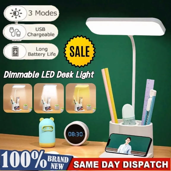 Dimmable Led Desk Light Touch Sensor Table Bedside Reading Lamp Usb Rechargeable