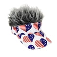 thumbnail image 2 of U.S. 250th Anniversary Mens Visor Cap Wig Adjustable Baseball Cap Golf Hats with Fake Hair Stars And Stripes Visors with Faux Fur Wig Tops and Adjustable Back H, 2 of 4
