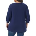 thumbnail image 4 of DARING DIVA Women's Plus Top 3/4 Sleeve V Neck Button Decor Casual Shirts 3X Navy Blue, 4 of 6