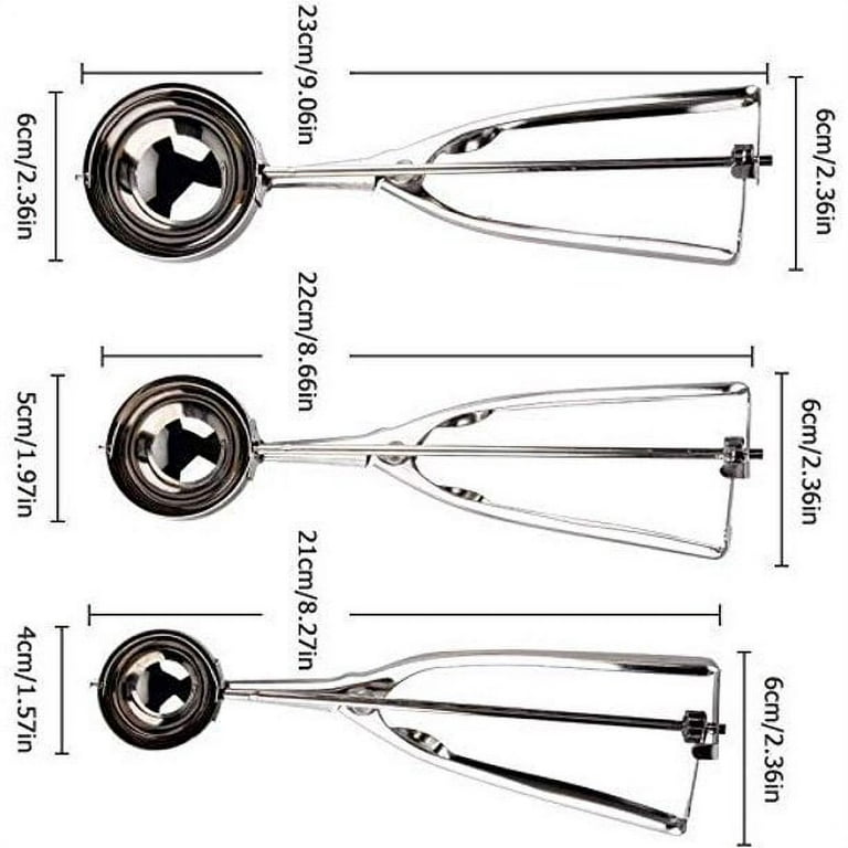 Stainless Steel Ice Cream Scoop Trigger Cookie Cupcake Scooper with Trigger  Release for Baking Meatballs Two Sizes(Diameter 4CM)