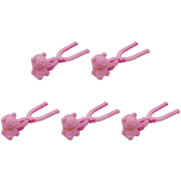 Clip para hacer bolas de nieve en forma de oso juguete de lucha de invierno para niños rosa