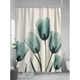 thumbnail image 5 of Shower Curtains Turquoise Tulip Bath Curtain Retro Plant Floral Waterproof Bathroom Shower Curtain Set with Hooks Decoration 36 x 72 Inches, 5 of 7