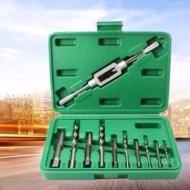 11Pcs Damaged Screw Extractor Set Remove Stripped or Broken Screws Bolt Fastener Easy Out with Right Handed Boring Drill Bit Set 3-10Mm