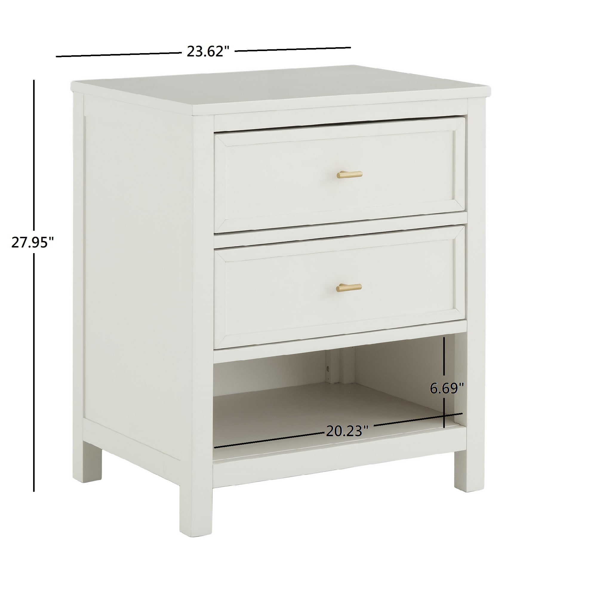 Weston Home Danica Modern 2-Drawer Nightstand, White