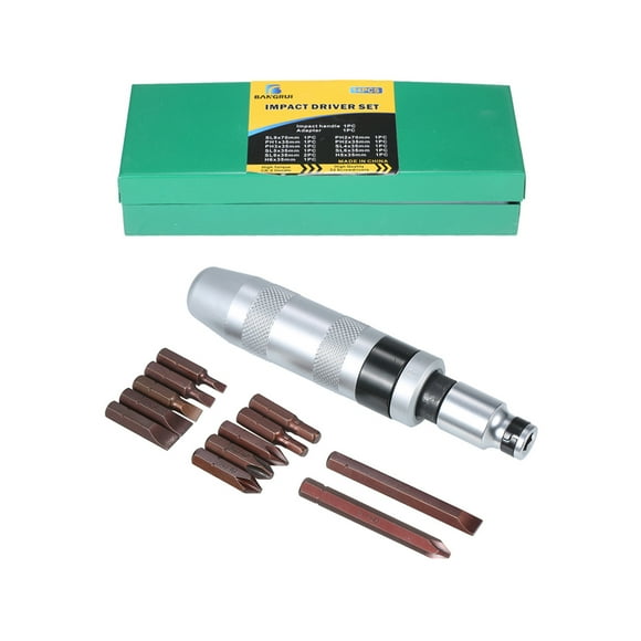 3/8 Inch Hand Impact Driver Set with 12 Pieces S2 Steel Screwdriver Bits for Loosening