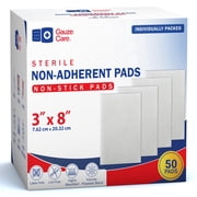 Gauze Care 3x8 Inch - Pack 50 Non-Stick Gauze Pads for Wounds, Non-Adherent, Highly Absorbent, Painless Removal, Individually Wrapped for Extra Protection (FSA/HSA Eligible)