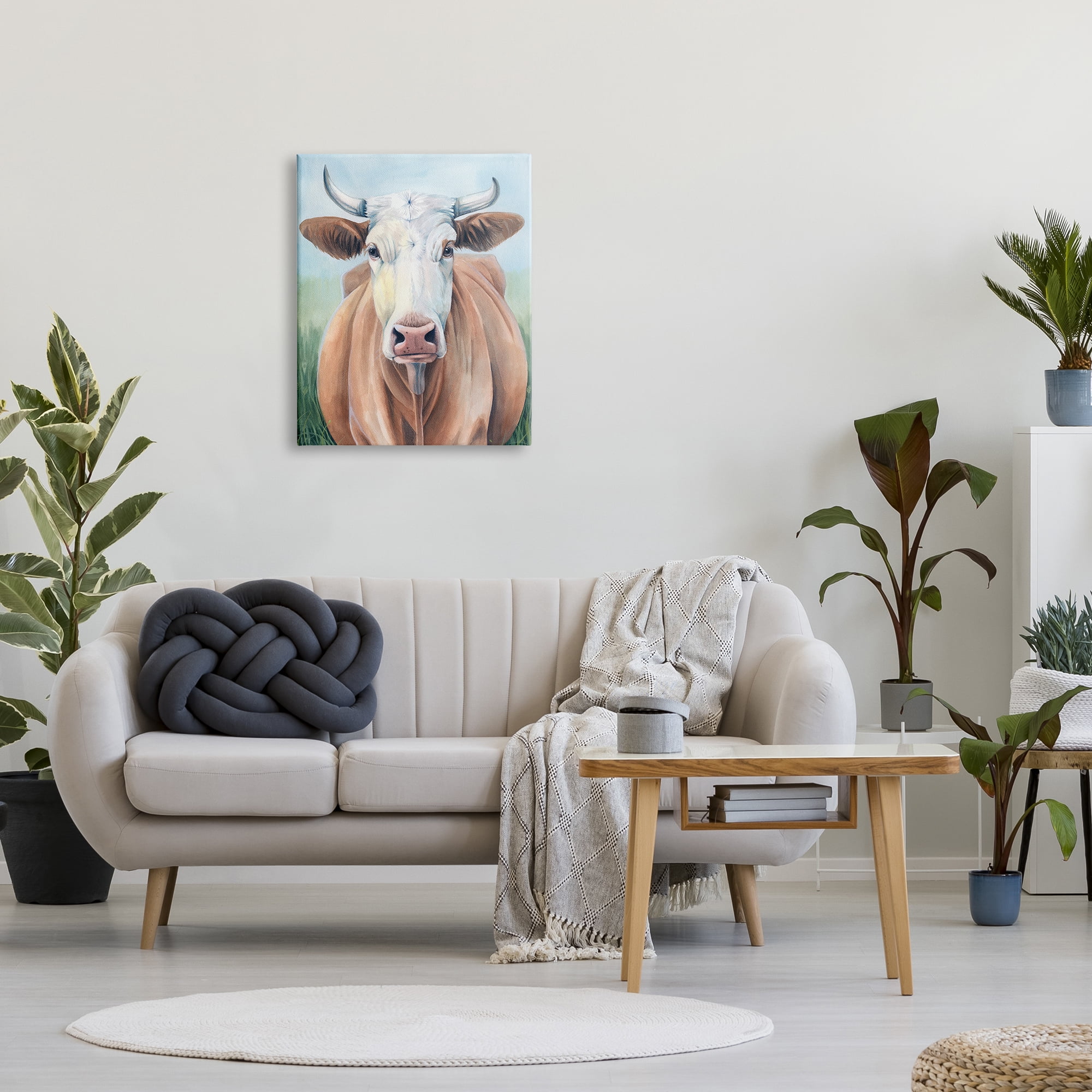 Stupell Industries Brown Cow Gazing Portrait Animals & Insects Painting Gallery Wrapped Canvas Art Print Wall Art, 24 x 30