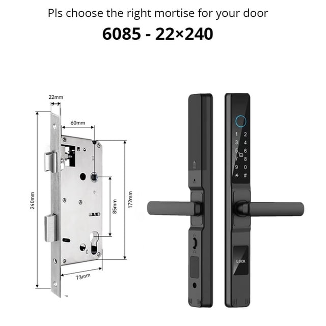 Waterproof Smart Door Lock Fingerprint APP Password RFID Card Keyless Digital Electronic Lock Aluminum/s Sliding ,Easy Installation