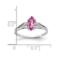 thumbnail image 2 of Solid 14k White Gold 8x4mm Marquise Pink Sapphire Diamond Engagement Ring Size 7.5 (.04 cttw.), 2 of 3