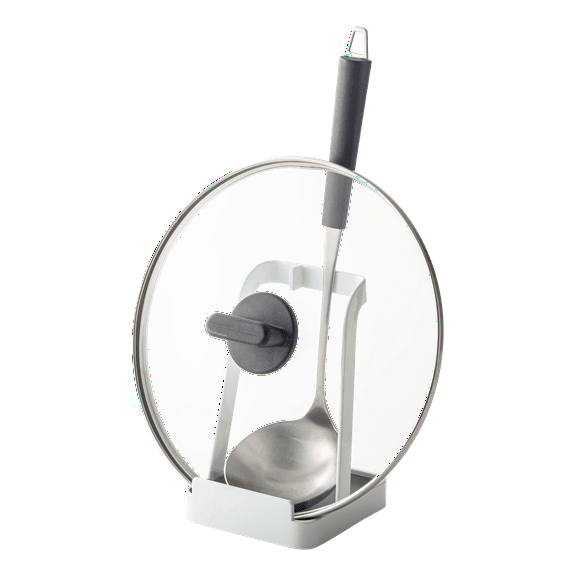Yamazaki Home  Lid and Ladle Stand, Steel - L 3.94 x W 3.94 x H  5.91 inches White