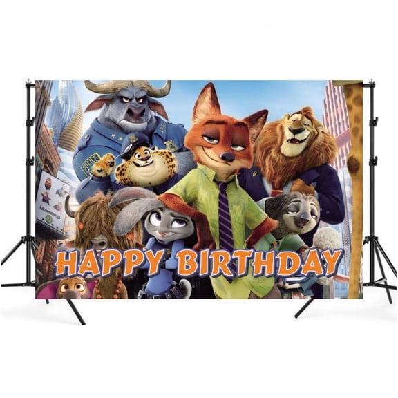 Zootopia Theme Birthday Flag Background Banner Children's Party Decoration supplies Photography Photo Prop ,70.8x43.3inch.