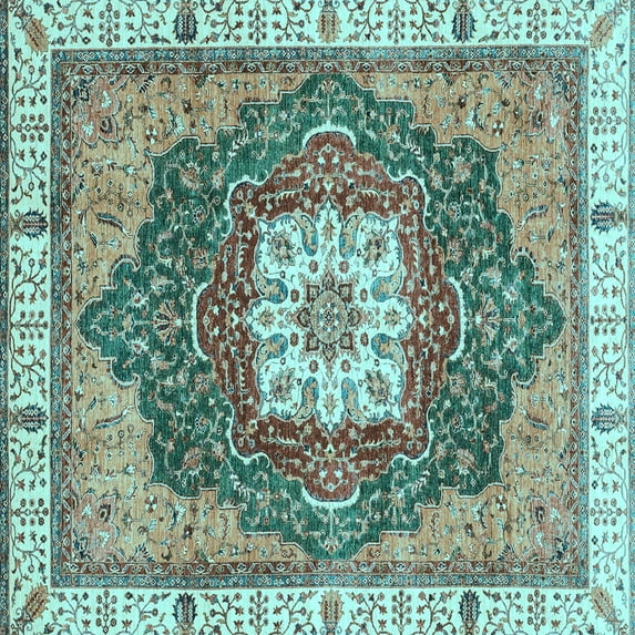 Ahgly Company Indoor Square Abstract Light Blue Modern Area Rugs, 3' Square