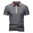 thumbnail image 2 of RongHuan Men's Knit Shirts Regular Fit Lightweight Business Casual Stretch Textured Collared Short Sleeve Tops, 2 of 5