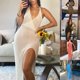 thumbnail image 3 of Women Crochet Hollow Plunge Backless Bandage Sleeveless Split Long Dress, 3 of 8