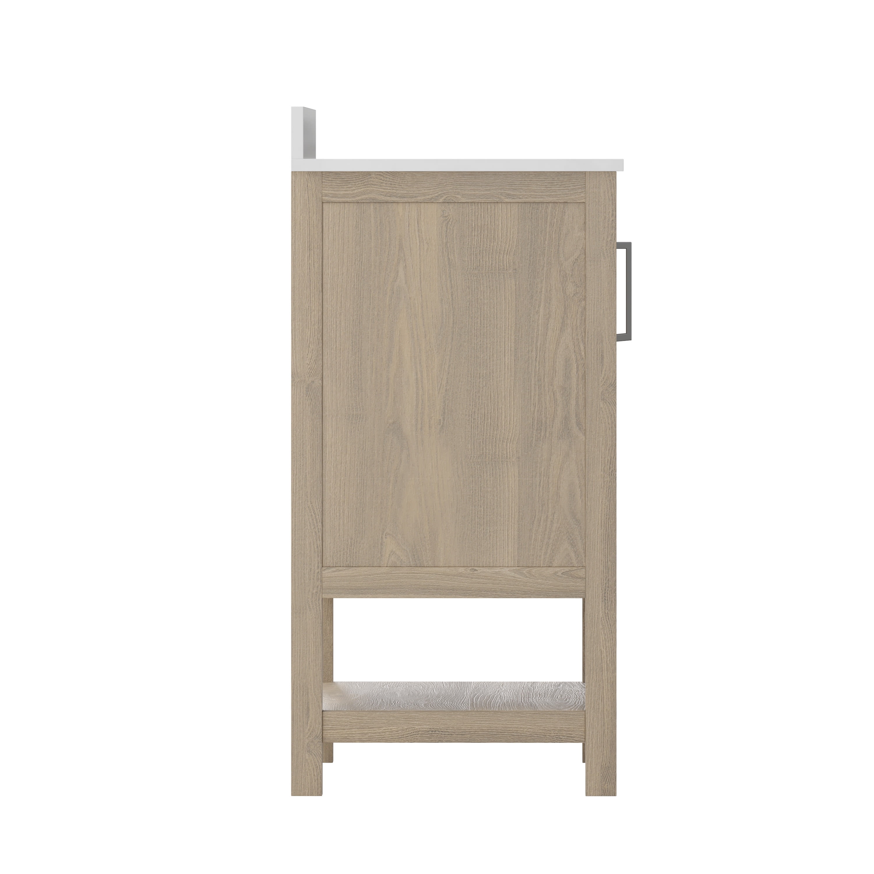 Emma + Oliver 36 Inch Bathroom Vanity, Single Sink Cabinet with 2 Soft Close Doors and Open Shelf, Carrara Marble Finish Countertop, Brown
