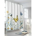 thumbnail image 3 of Shower Curtain Daisy Flower Shower Curtains for Bathroom, Waterproof Polyester Shower Curtain Set with Hooks, Extra Long 72" x 96" Butterfly Floral, 3 of 6