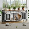 thumbnail image 2 of Biemlerfn 78.74'' Double Dog Crate Furniture with Removable Divider and 4 Compartments( White), 2 of 9