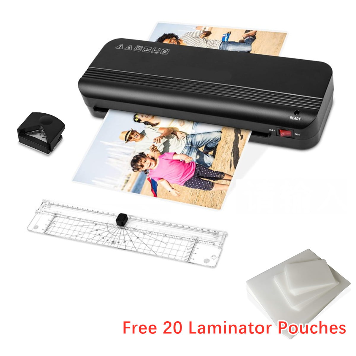 POP-STYLE Laminator Machine A4 Fast Warm-up No Bubbles Portable Thermal Laminating Machine with 10 Pouches for Home Office School 