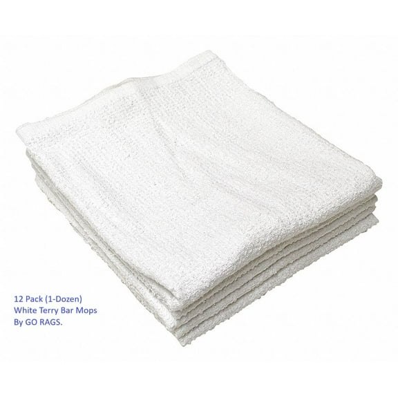 : ONE DOZEN WHITE BAR MOPS.