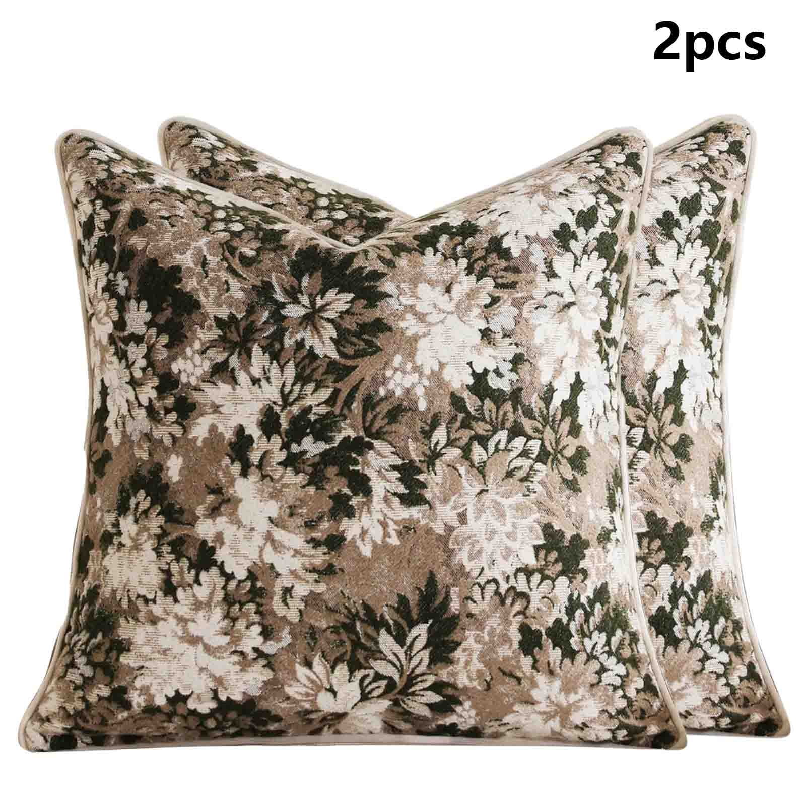 Vintage Floral Pillow Covers - Pack Of 2, 18x18 Inch Boho Rural Accents for Rectangular Decorative Throw Pillows