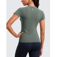 thumbnail image 2 of CRZ YOGA Seamless Workout Tops for Women Short Sleeve Athletic Tees Breathable, 2 of 5