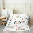 thumbnail image 3 of Rainbow Blanket 40x50 Cartoon Rainbow Throw Blanket for Kids Girls Boys Nursery Hand Drawn Iridescent Print Fleece Blanket Colorful Clouds Love Heart Decor Bed Blanket, 3 of 5