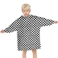 thumbnail image 3 of Black and White Small Checkered Pattern Blanket Hoodies for Kids 6-13YR Oversize Wearable Blanket Hoodies for Boys Girls Teens, 3 of 7