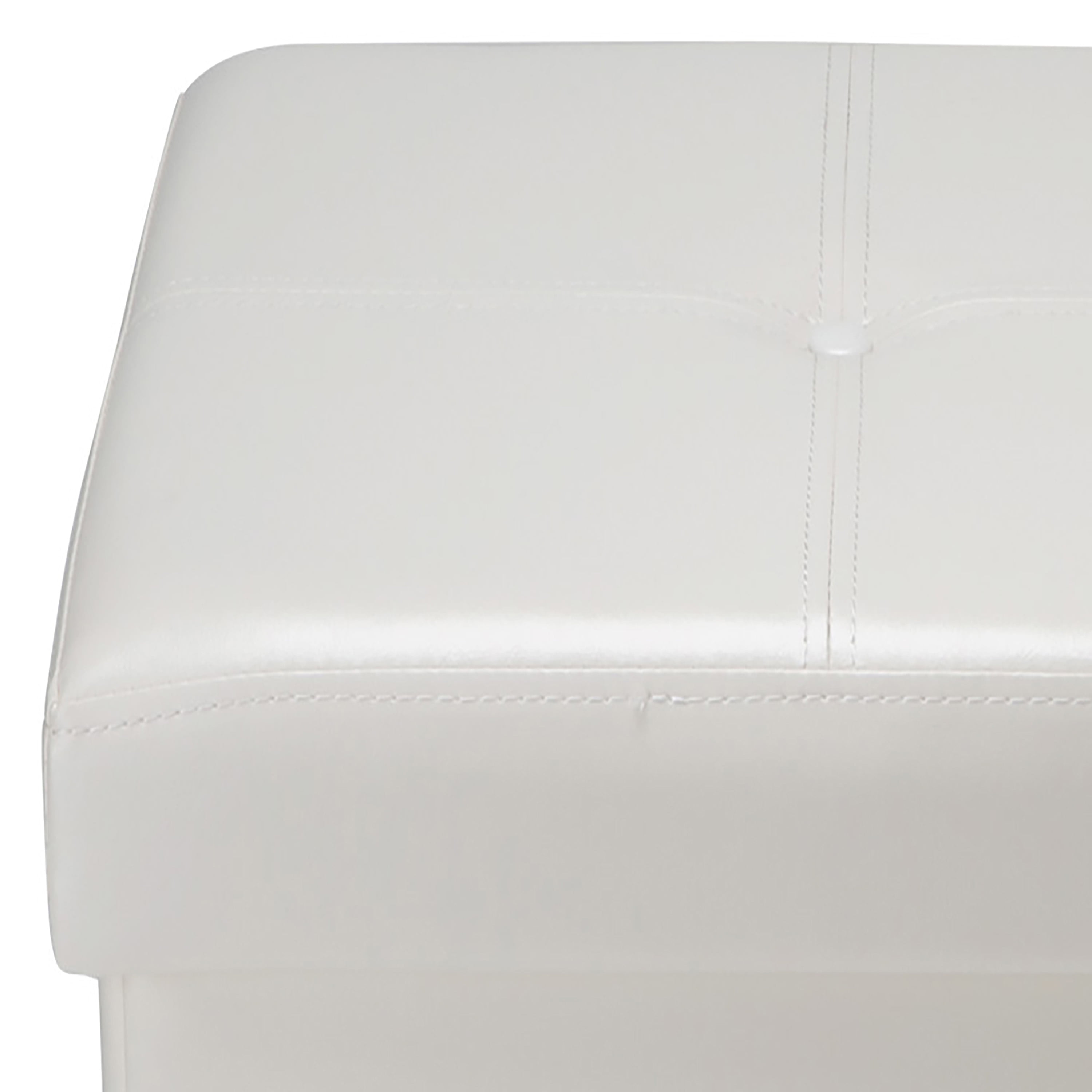 Simplify Faux Leather Double Folding Storage Ottoman, Modern, Ivory