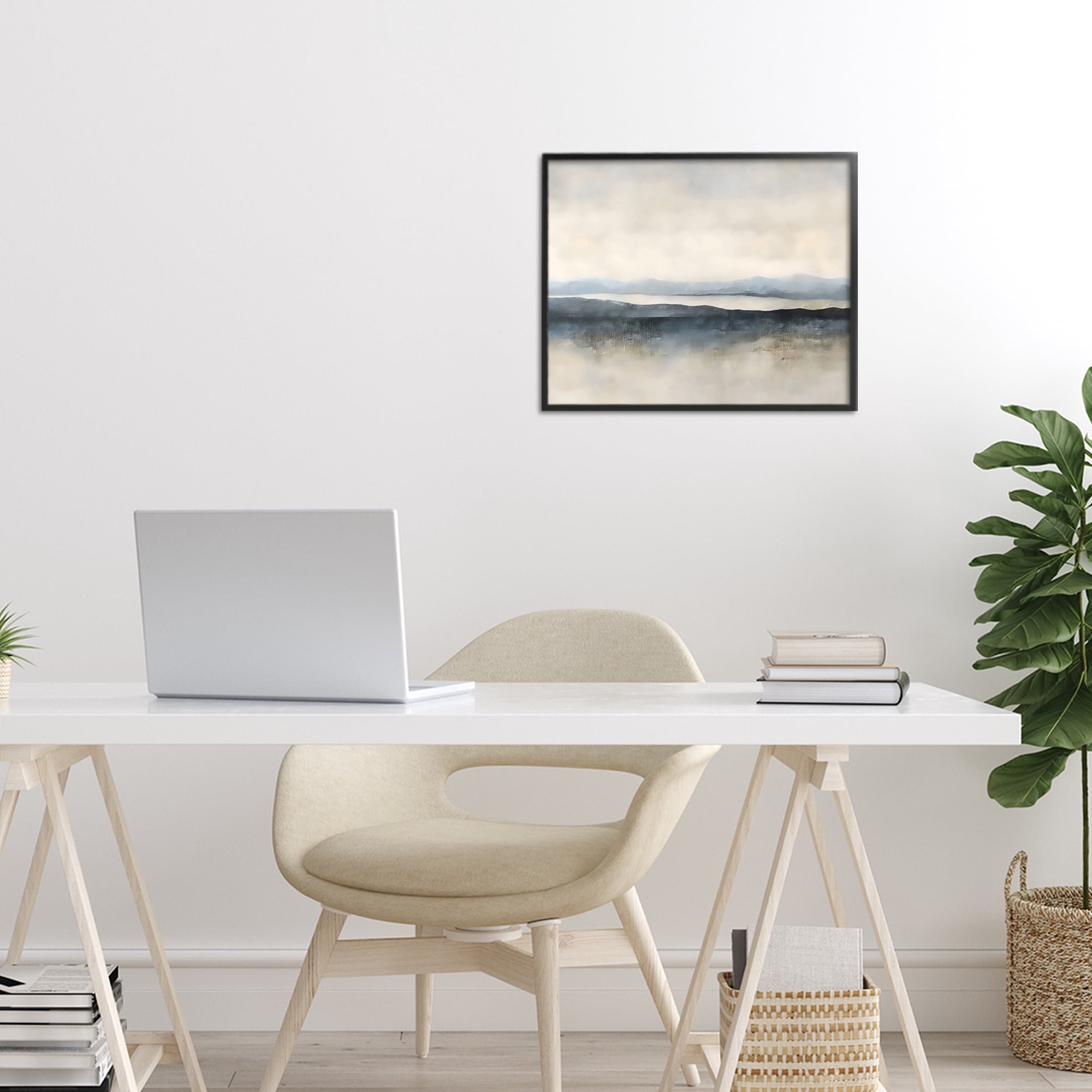 Stupell Industries Misty Muted Horizon Black Framed Giclee Art, design by Riley B