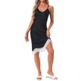 thumbnail image 2 of INSPIRE CHIC Women's Mother's Day Satin Nightgowns Lace Trim Cross Spaghetti Straps Camisole Nightshirt Lingerie Slip Silky Pajama Dress S Black, 2 of 6