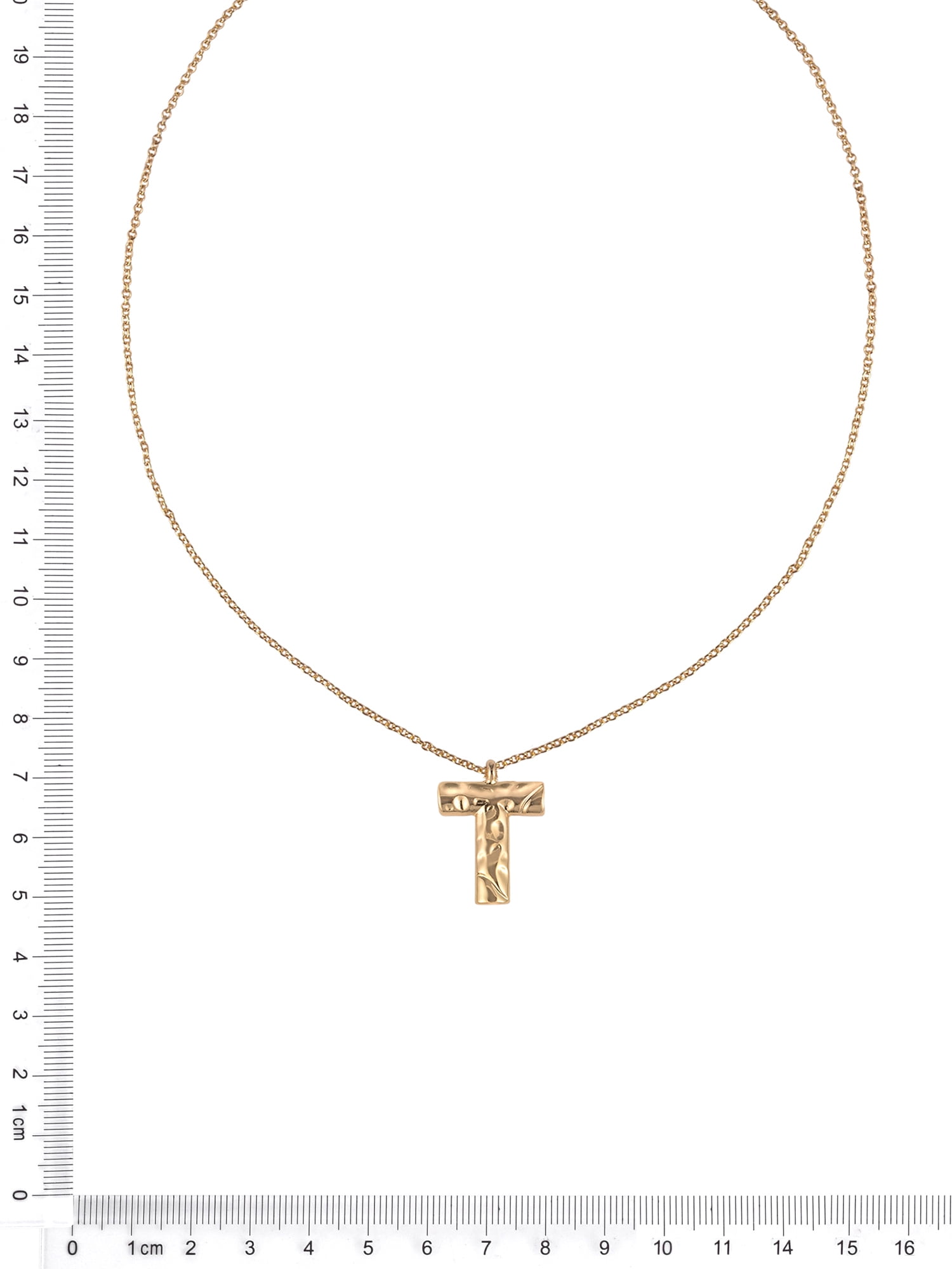 Time and Tru Goldtone Hammered Initial "T" Pendant Necklace