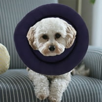 Baluue Dark Blue Adjustable Pet Protective Cone Waterproof Soft Collar for Recovery from Surgery  for Dogs and Cats