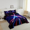 thumbnail image 3 of Erosebridal Cool Light Sword Bedding Sets Full with Comforter, Geometry Neon Line Duvet Insert, Black Blue Red Super Cozy 3-Piece, 3 of 8