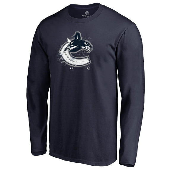 Men's Navy Vancouver Canucks Splatter Logo Long Sleeve T-Shirt