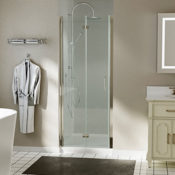 Waterpar 32-33 1/4 in. W x 72 in. H Bi-Fold Frameless Shower Doors in Chrome with Clear Glass