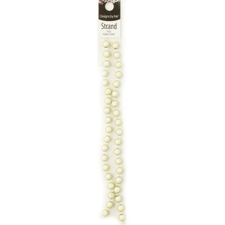 Drops Vintage Glass Bead Strand - 8mm Ivory Glass Round Miracle Bead Strand, 78 Pieces