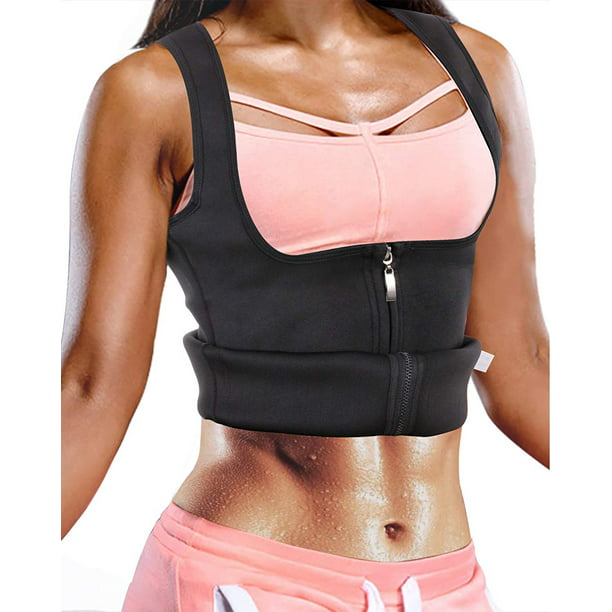 SLIMBELLE Women Sweat Neoprene Zipper Waist Trainer Hot Slimming Sauna Vest  Tummy Control Body Shaper for Weight Loss - Walmart.com