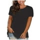 thumbnail image 1 of Blusas Umfun para mujer, cuello redondo liso, manga corta, blusa informal versátil, color negro, talla 2XL, 1 of 4