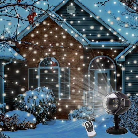 LED Snowfall Projector Lights Christmas Snowflake Projector Lamp with Wireless Remote Indoor Outdoor Waterproof Snow Falling Landscape Projection Light for Party Wedding Garden Decorations