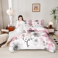 thumbnail image 7 of jejeloiu Chic Girls Floral Full Size Comforter Sets,Oil Painting Aesthetic Bedding Comforter Set,Pink White Ombre Bedding Sets For Child, Lightweight Room Decor Reversible,3pcs, 7 of 7