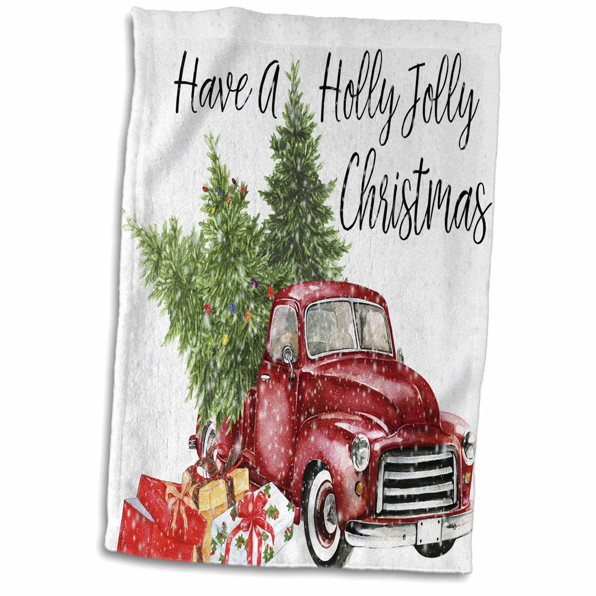 Christmas Trees on Red Cars Polka Dots Bold Velour Decorative HAND Towel NWT 