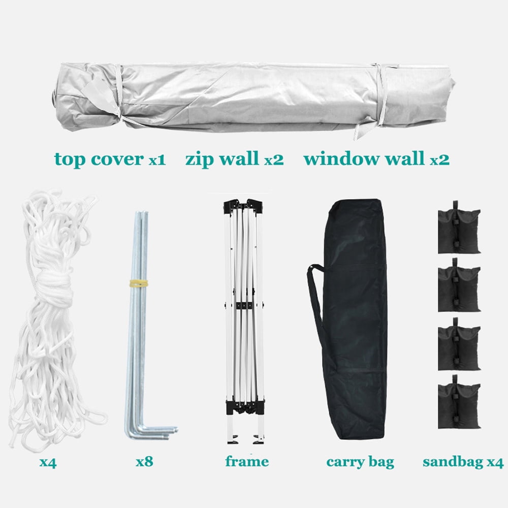 Pop Up Canopy Tent 10x10, Outdoor Gazebo with 4 Removable Sidewalls, Portable Instant Canopy with 4 Sand Bags for Party, Camping, Market, Tailgate, Blue